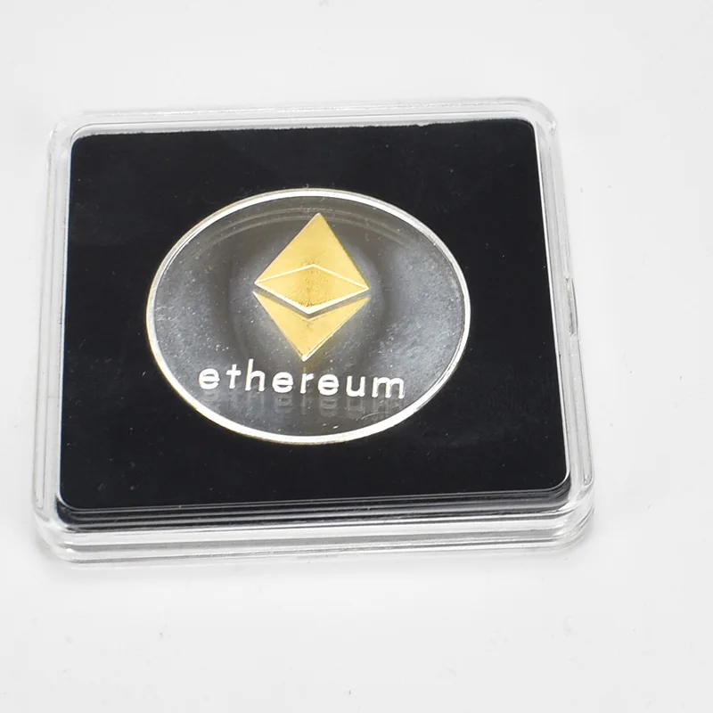 eth double color Позолоченная монета Биткоин бит Litecoin пульсация поминовение металлическая монета прозрачная акриловая упаковочная монета - Color: eth double color
