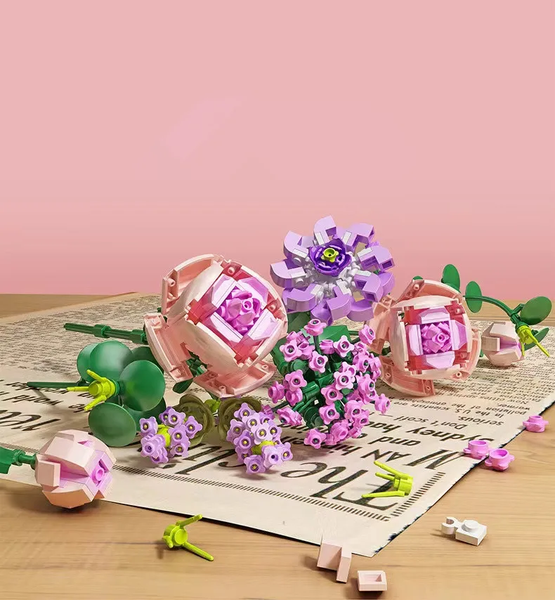 flower world♪ Micro Brick Flower World Building Set, 3D Floral Wall Art