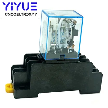 

1Set LY2NJ HH62P HHC68A-2Z Relay Coil General DPDT Micro Mini Electromagnetic Relay Switch with Socket Base DC12V,24V AC110V 220