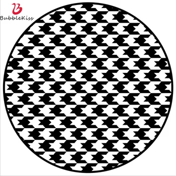

Bubble Kiss New Polyester Rugs For Modern Living Room Classic Black And White Hounds Tooth Round Carpet Soft Bedroom Decor Rug
