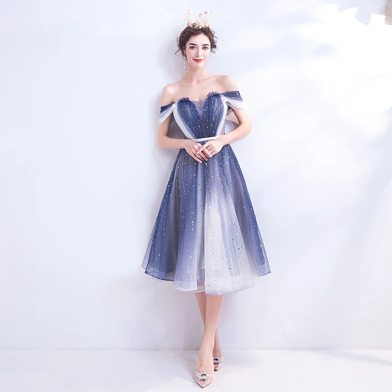 SSYFashion/Новинка; коктейльные платья; вечерние платья синего цвета со звездами снов; короткие платья для торжеств; Vestidos Formales Cortos; платья для выпускного вечера