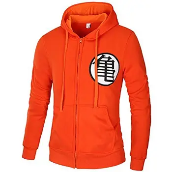 

PIZZ ANNU Dragon Ball Z Son Goku Orange Zip-Up Adult Hoodie-Orange-XL