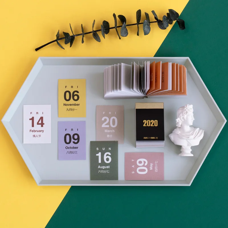 

2020 Years Morandi Simple Mini Desktop Calendar 366 Days Schedule Reasonable arrangement of time artifact calendar