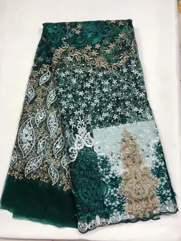 

GREEN 2020 Latest Swiss Voile Lace High Quality African Nigeria Cord Lace Fabric With Beads,African 3d Lace Fabric For Clothes