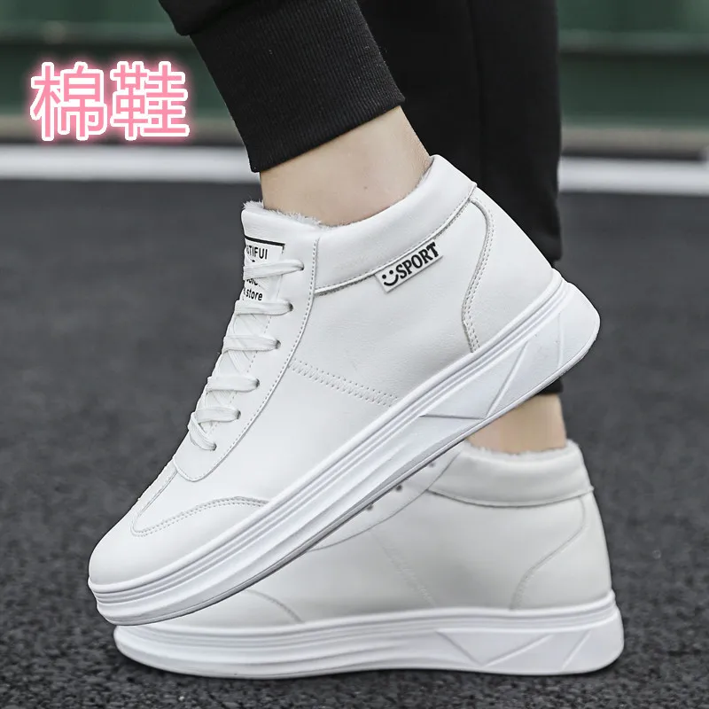

2019 Autumn Black And White with Pattern High-Top Shoes Men Sports Footwear Korean-style Versatile Black Shoes Students Board Sh
