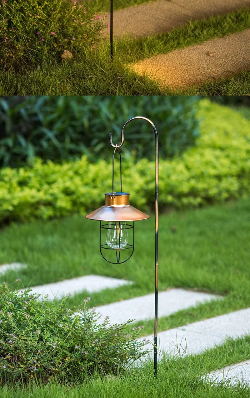 Outdoor Solar Lantern Hanging Solar Lights Waterproof Vintage Metal Solar Garden Lights For Garden Décor Yard Patio Backyard cheap solar lights