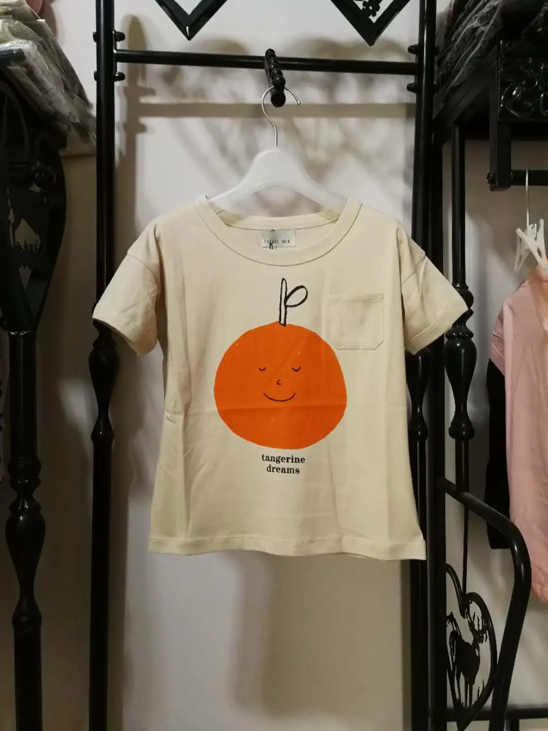Khaki Orange Детская футболка коллекция года, летние футболки для мальчиков и девочек, футболки для малышей, хлопковые футболки с изображением сада, детская одежда - Цвет: Khaki Orange
