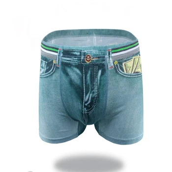 

Men printed Denim short underpants summer male cotton sexy underwear pouch underwear boxers