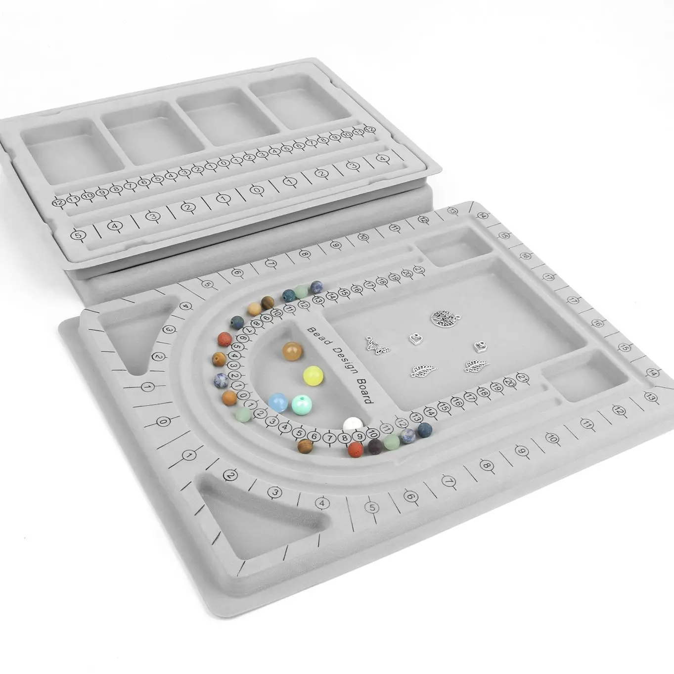 Gray Flocked Bead Board Bracelet Necklace Beading Organizer Tray Design Craft Measuring Tool WorkBenches For DIY Jewelry Making