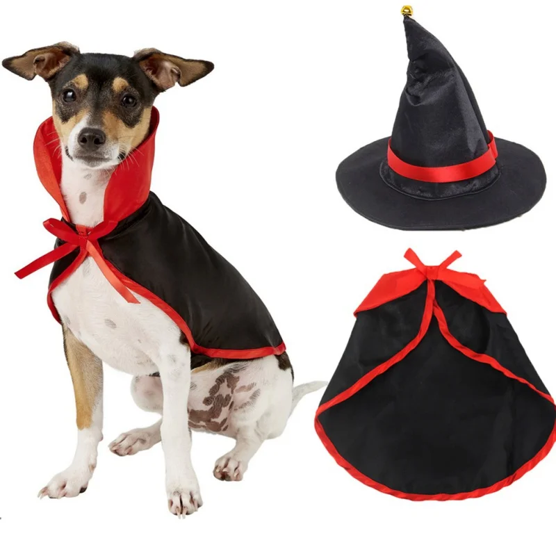

Pet Halloween Cloak Cape Hat Set Puppy Vampire Costume Wizard Hat Pet Clothes