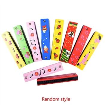 

13cm Kids Cute Wood 16 Holes Harmonica Toy Fun Double Row Musical Early Educational Children Toy