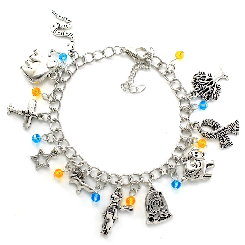 The Little Prince Charm Bracelet Le Petit Wrisband Cute Cartoon Jewelry Rose Fox Snake Bangle Bracelets Children Gift | Украшения и
