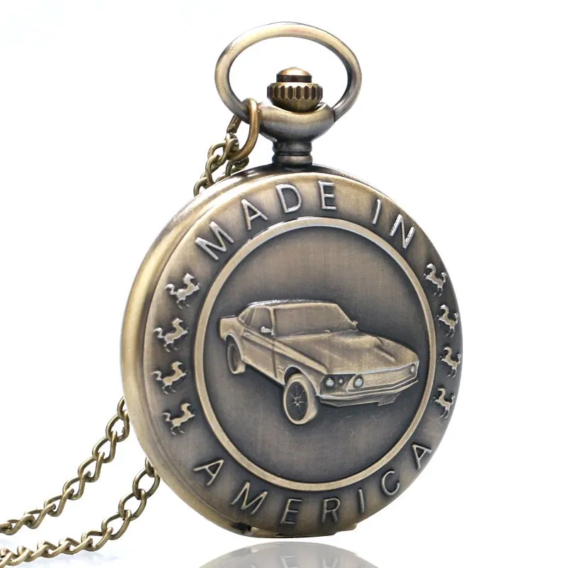 

Car pocket watch retro design surrounding English alphabet car quartz pocket watch