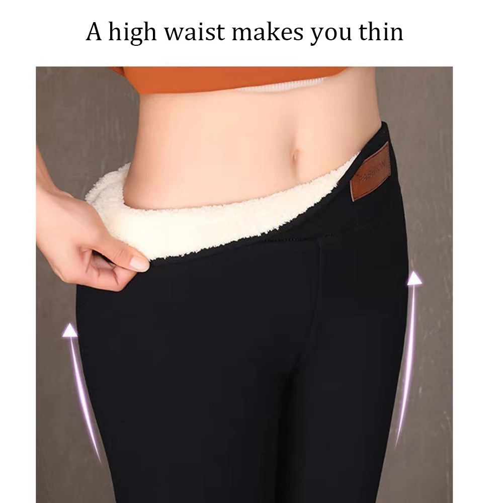 Winter Warm Leggings Women High Waist Velvet Thick Legging Patchwork Super Stretch Pencil Pant Plus Size