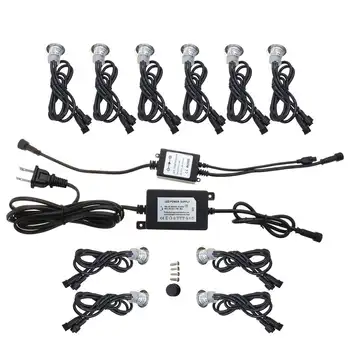 

10PCS/set RGB Recessed LED Deck Lights Kit Waterproof IP67 3030SMD Adjustable Brightness Small In-ground Underground Spotlight