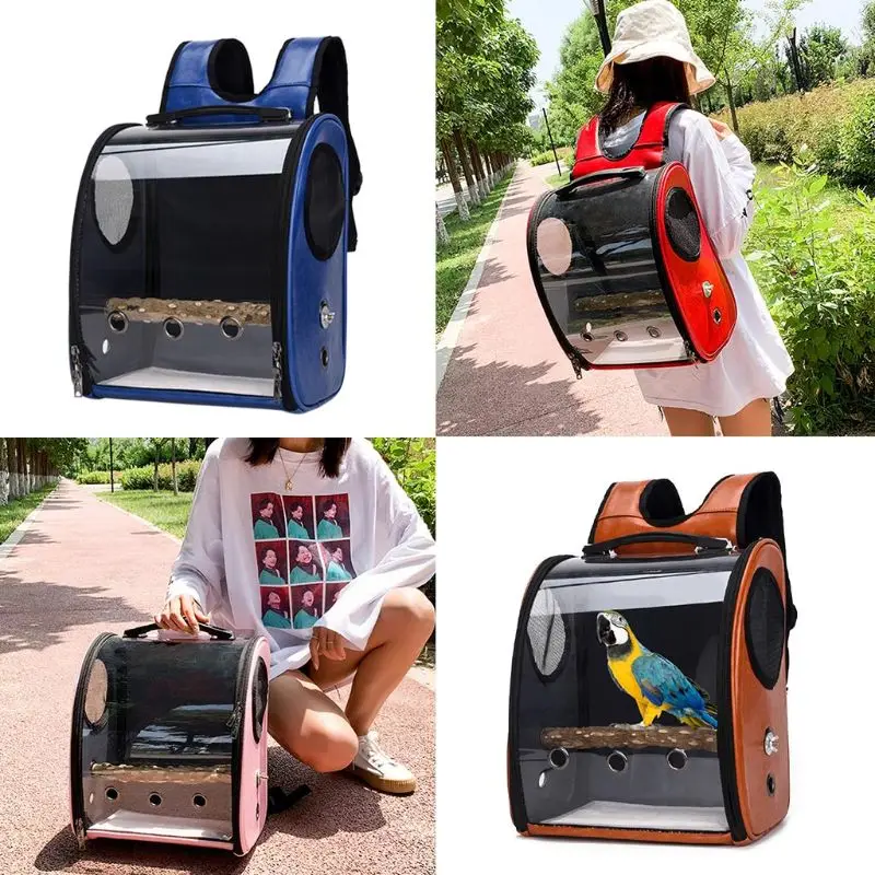 

Pet Carrier Backpack for Parrot Bird Carrier Travel Bag Transparent Cover Breathable U90A