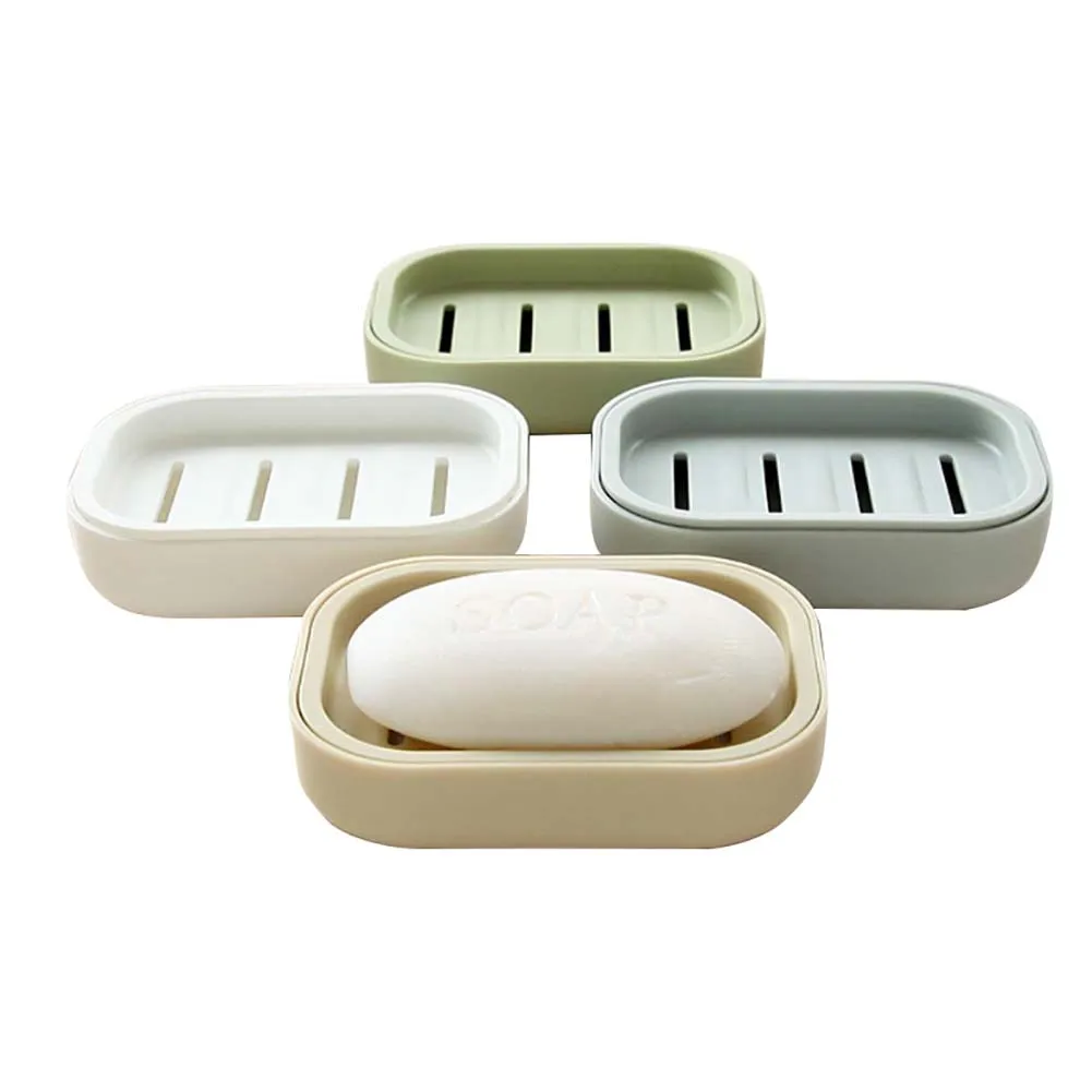 Dispensador de jabón de drenaje, contenedor de plástico PP, caja de contenedor de doble celosía, contenedor de suministros para el baño del hogar