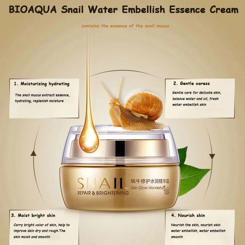 BIOAQUA Brand Snail Deep Nourishing Repair Facial Cream Anti-aging Anti Wrinkle Cream Beauty Miracle Glow Day & Night Cream images - 6