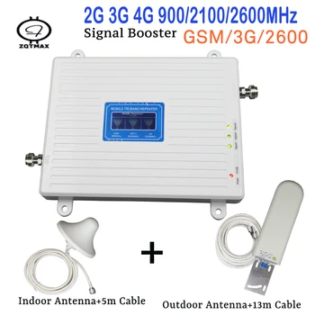

ZQTMAX 70dB 2G 3G 4G Signal Booster 900 2100 2600 Tri-Band Repeater GSM UMTS LTE Mobile Phone Cellular Signal Amplifier