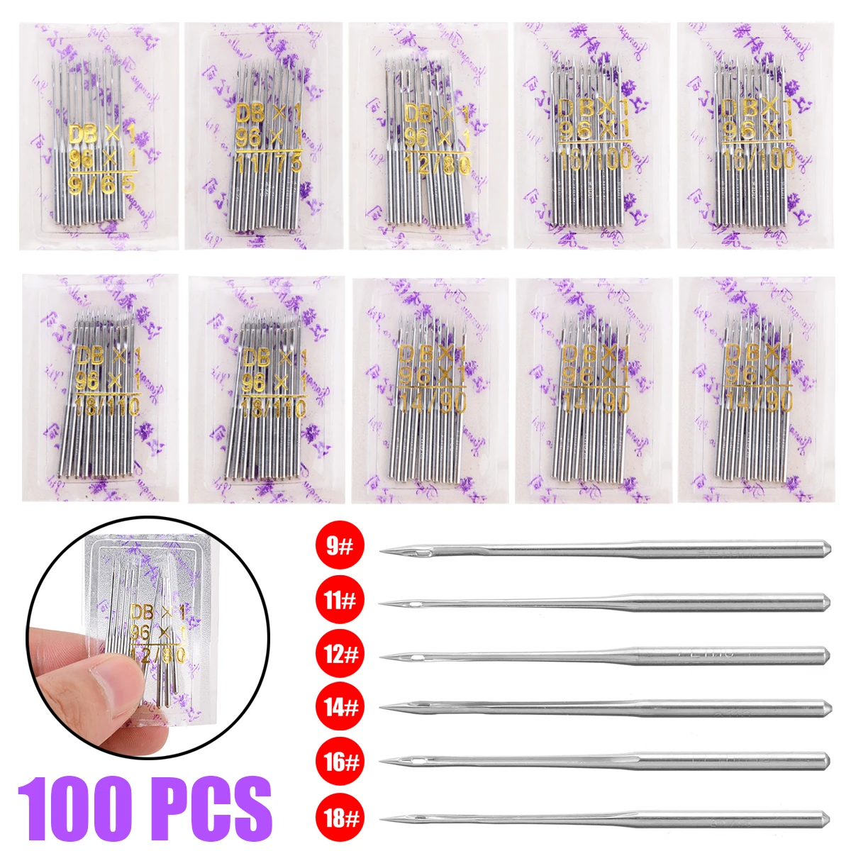 

100pcs New Industrial Sewing Machine Needles Kit Mixed Kit Packing Sewing Accessories for Domestic Sewing Machines