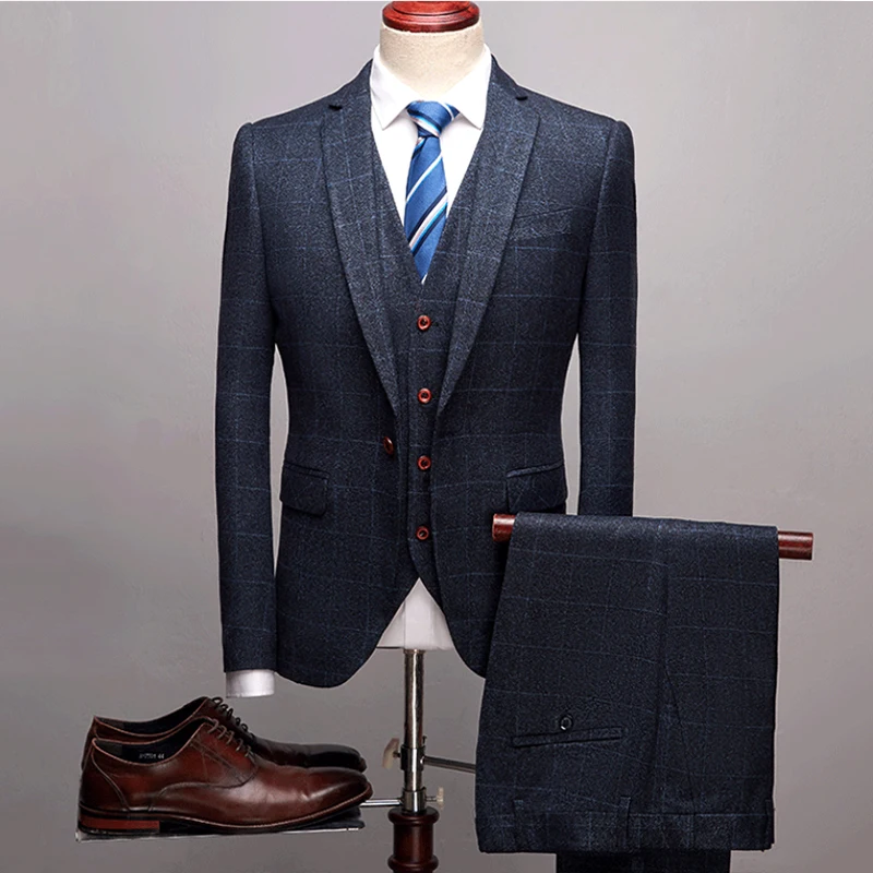 

Classic Elegant 2020 New 3 Piece Suit Dinner Party Prom Suit Groom Wedding Tuxedo Blazer Business Slim Fit Men Suit