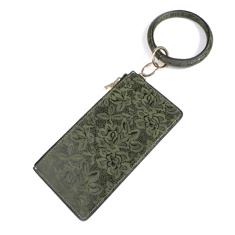 KC00032 Green Трендовое уплотнительное кольцо в форме ключа из искусственной кожи с принтом, нарисованный браслет, брелок, портативный кошелек, рисунок, съемный клатч, кошелек, кошелек для карт - Окраска металла: KC00032 Green