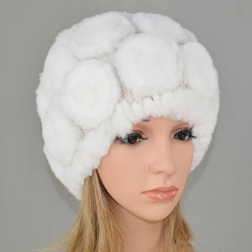 color 7 Hot Sale Real Genuine Rabbit Fur Cap Winter Natural Real Rex Rabbit Fur Skullies Hat Quality Women Real Fur Beanies Hats - Цвет: color 7