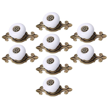 

8PCS Zinc Alloy Cabinet Door Drawer Ceramic Antique Copper Color European Style Handle Single Hole