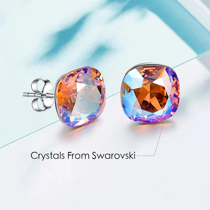 Серьги-гвоздики с кристаллами Swarovski для женщин, новые модные серьги из стерлингового серебра, элегантные серьги для пирсинга, свадебные ювелирные изделия