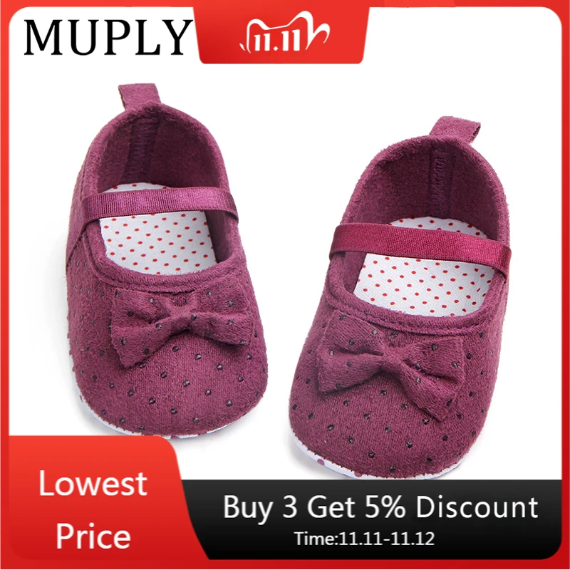 

New Arrival Toddler Newborn Baby Crib Shoes Bow Embroidery Princess Baby Soft Sole Anti-Slip Prewalker For Baby Girls First Walk
