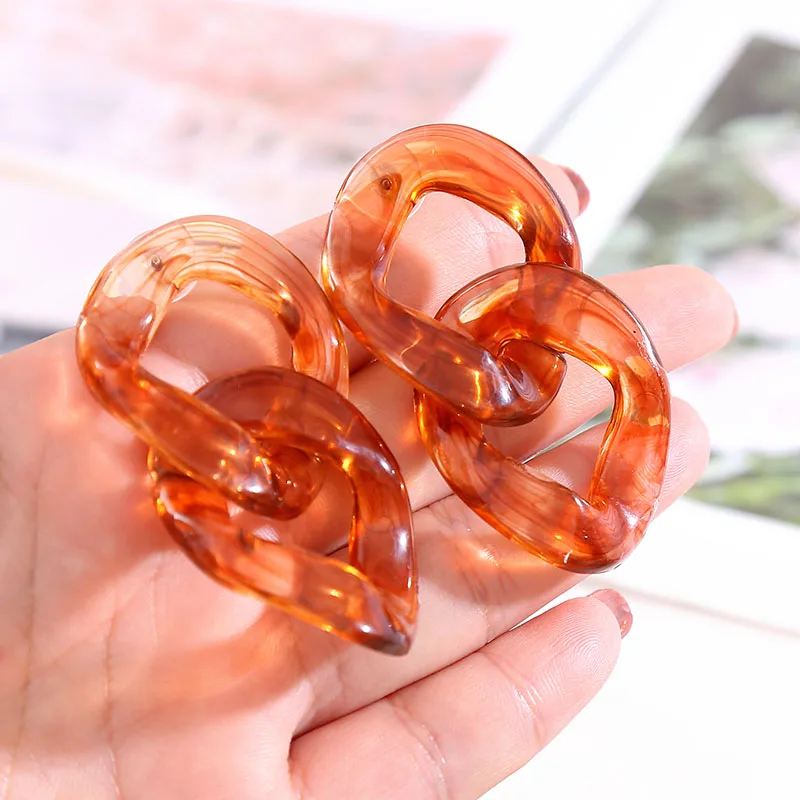 

Vintage Brown Chain Acrylic Drop Earrings For Women 2019 Fashion Transparent Geometric Statement Dangle Earring Party Jewelry