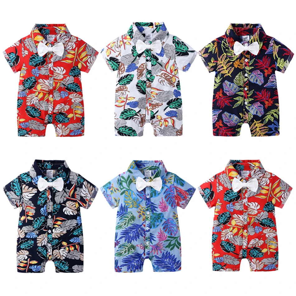 Baby Boys Summer Outfit Newborn Kids Cotton Romper Printing Hawaiian Jumpsuit