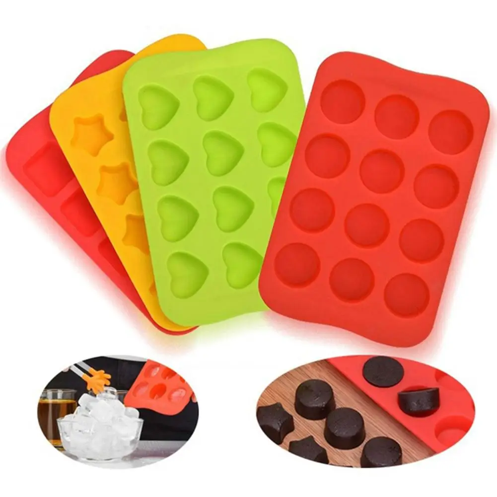 

12 Grids Silicone Star Heart Shape Cake Mold Ice Cube Tray Pudding Decor Cooks Tool 12 Styles