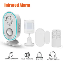 Home Alarm System Wireless 433MHz Smart Home Strobe Siren Motion Sensor Infrared PIR Human Detection Window Store 23 Songs