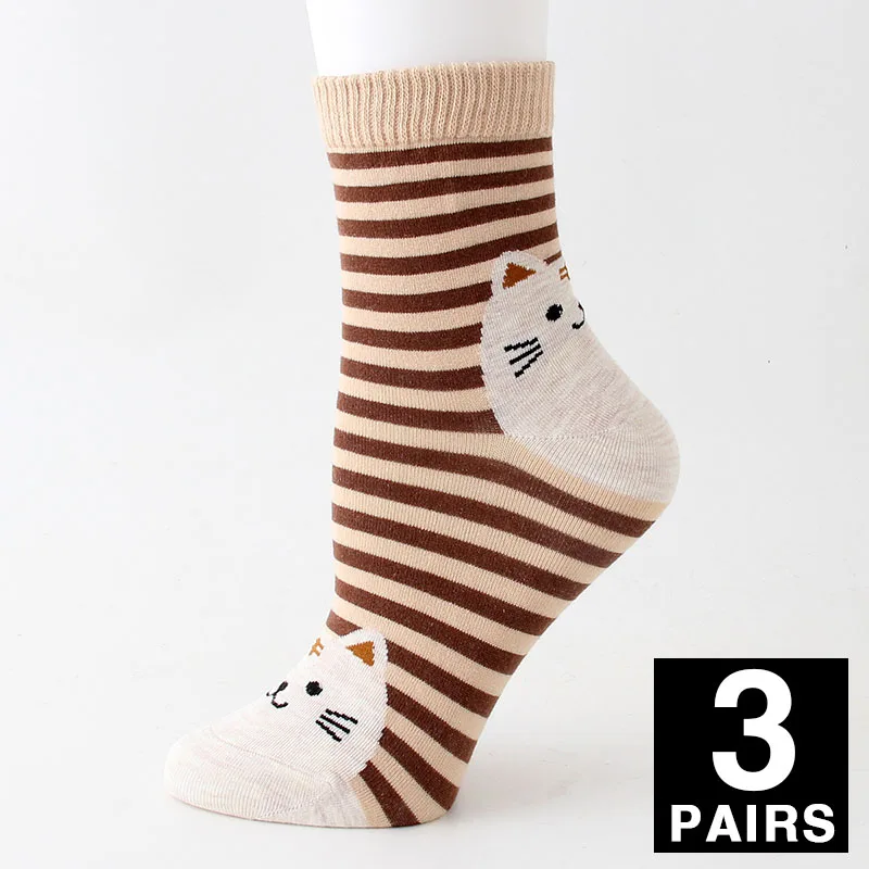 A 3pairs Женские милые хлопковые носки Harajuku модные уличные цветные полосатые носки женские забавные мультяшные носки Sox 3 пар/лот# F - Цвет: A 3pairs