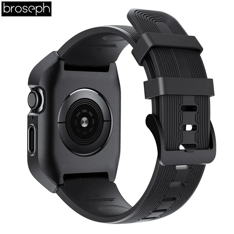 Силиконовый ремешок для Apple Watch, 4 ремешка, 44 мм, ударопрочный чехол для iwatch 3, 2, 1, 42 мм, ремешок для часов, ремень, браслет