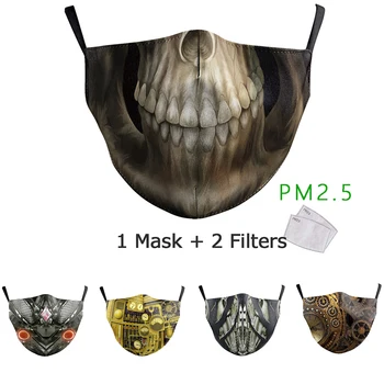 

Adult Cotton Face Mask Vintage Printed Masks Reusable Mouth Cover Protective PM2.5 Facemask Dustproof Washable with Filter Maske
