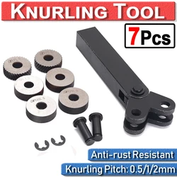 Ensemble de supports de mollets linéaires grossiers à double roue diagonale en acier, 7 pièces, 0.5mm 1mm 2mm, tour à moleter D30 