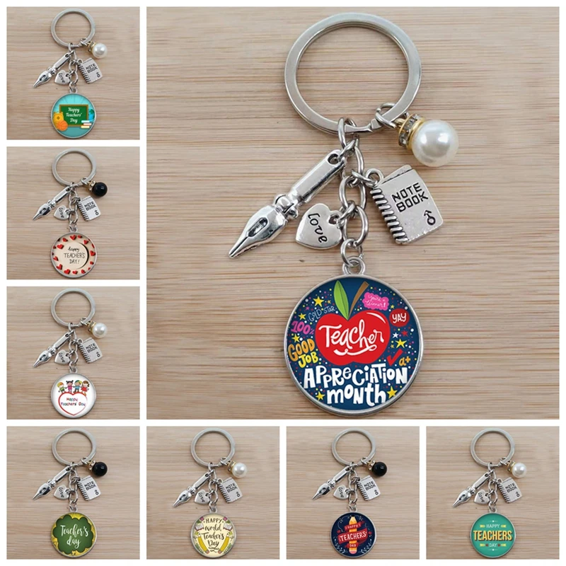 TeachersDaygiftkeychaincabochoncrystalglasspendantkeychainhigh