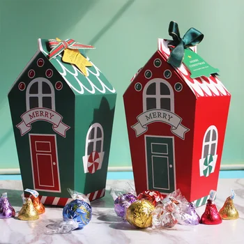 

5/10/20PCS Christmas Candy Box Christmas Gingerhouse Paper Favour Candy Sweets Gift Boxes Cookies Wrapping Bag Party Supplies