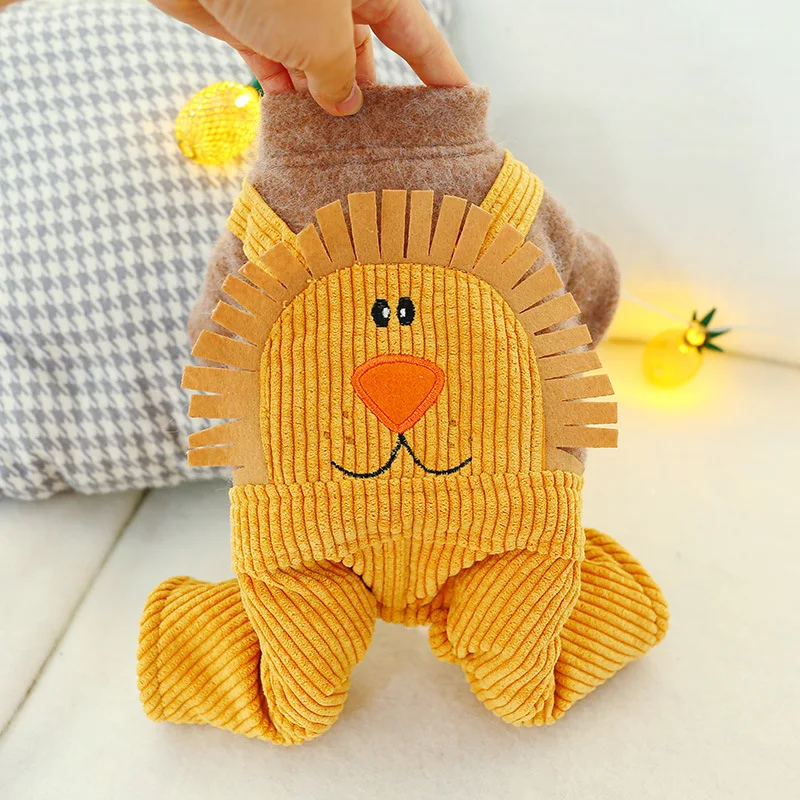 Autumn And Winter New Style Pet Clothes Small Sun Lion Suspender Pants