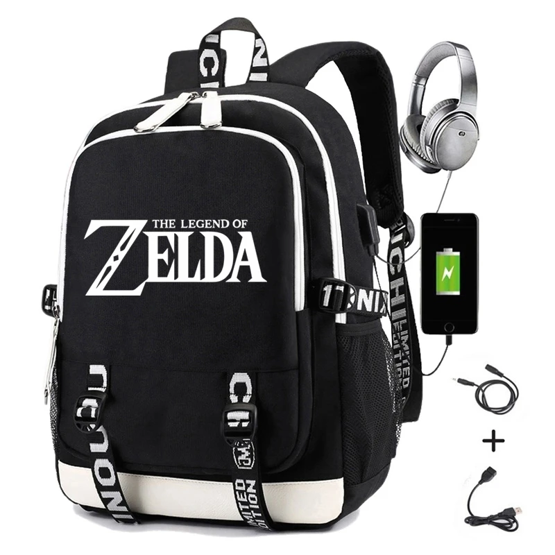 

The Legend of Zelda Backpack for Men Printing Sword Breath of Wild Usb Charging School Bag Oxford Women Laptop Travel Backpack