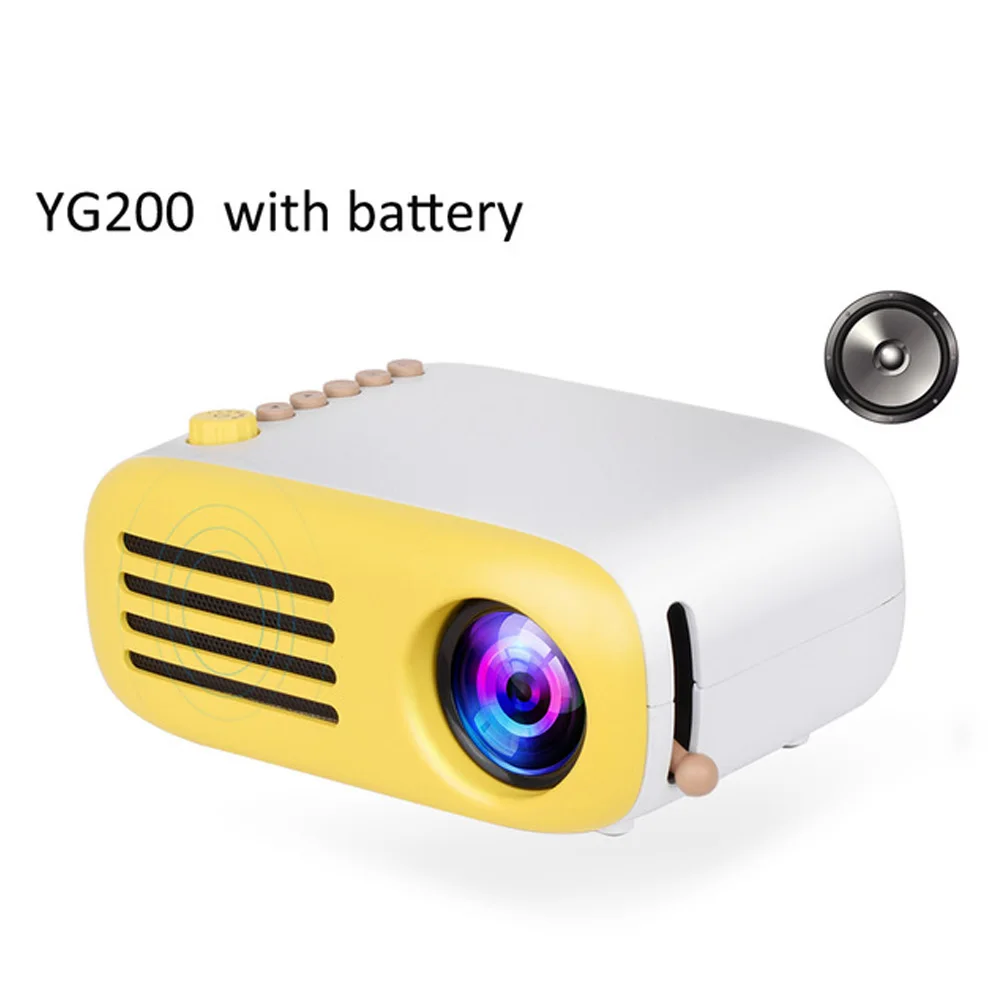YG200 светодиодный портативный проектор фокус объектива 1080P 3D визуальный 80-дюймовый Экран ForHome Театр интеллектуальное автомобильное зарядное устройство с двумя Proiector мини-проектор - Цвет: YG200 with  battery