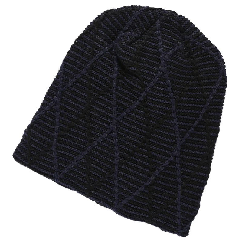 navy hat Хлопковые вязаные зимние шапки для мужчин и женщин, шапочки унисекс для взрослых, теплые кашемировые громоздкие шапки бежевого цвета, зимняя шапка, женская теплая шапка - Цвет: navy hat