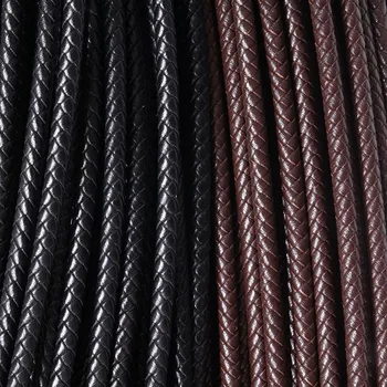 

6mm Braided Leather Cords for Jewelry Making Supplies Black Brown Cowhide Genuine Leather Cords Diy Bracelet Necklace 3 Meters