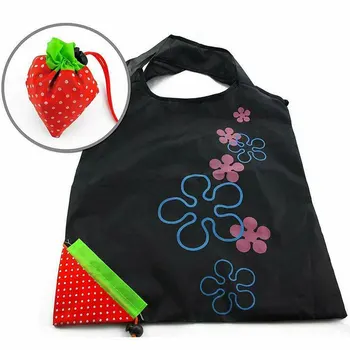 

Reusable Foldable Shopping Bags Eco-Friendly Carrier Bags Tote Fruit Vegetable Handbag Fold Away Ladies Clip Strawberry Bags