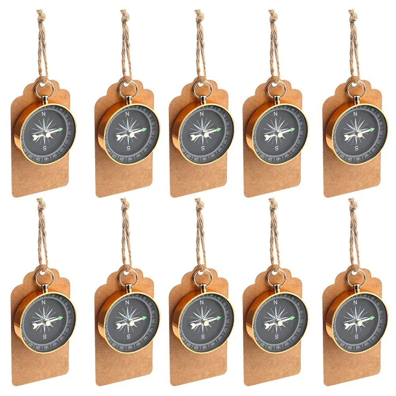 

20pcs Wedding Gifts Guests Compass Souvenir with Kraft Tag Travel Themed Party Decorations Favors Nautical Christmas Ornaments