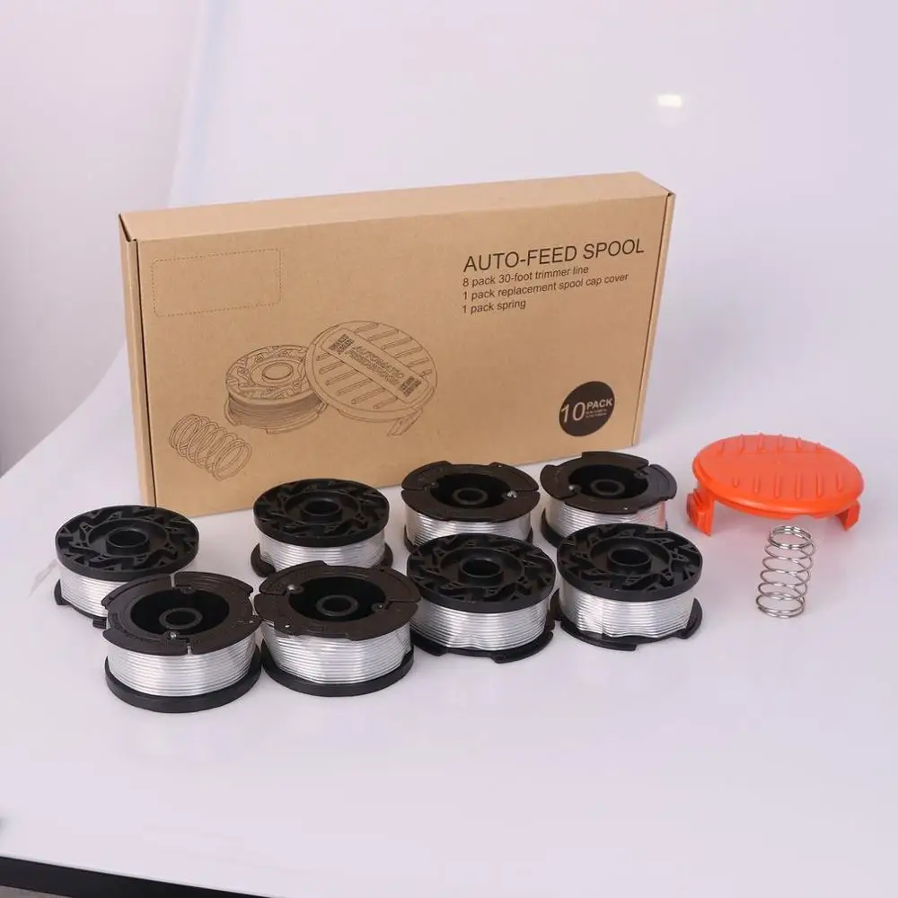 8pcs Durable Portable Use Replacement Spool String Trimmer Line Suitable For Black+Decker Spool Nylon Grass Line