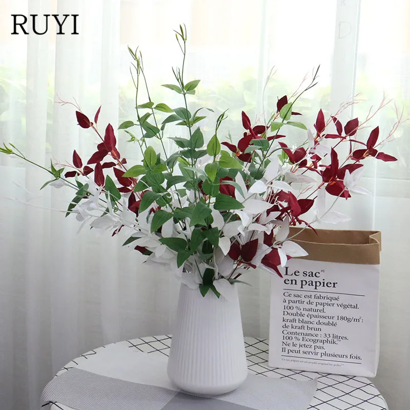 

72cm Simulation clematis leaf green DIY wedding home garden decor silk fake honeysuckle leaf flower wall decoration leaf plant