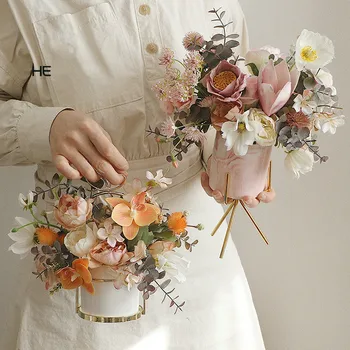 

Nordic Vase Goldplated Flower Pot Stand Ceramic Succulent Plants Hydroponic Green Plant FlowerPots Coffee Home Garden Decoration